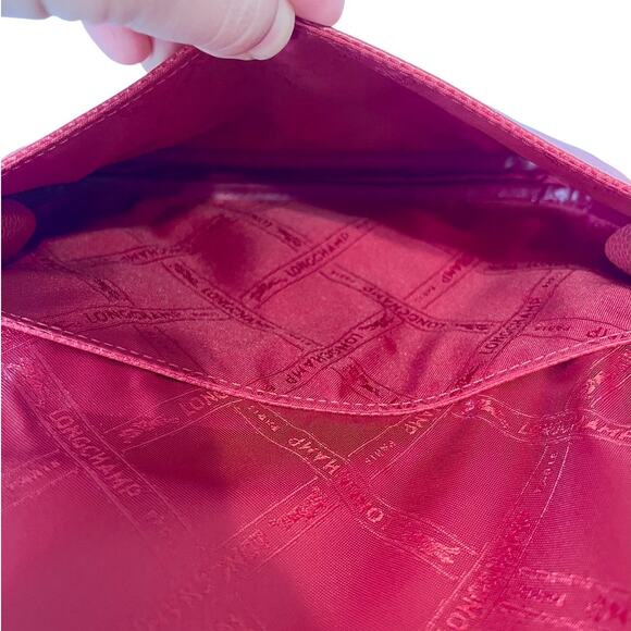 Longchamp Le Foulonné Vintage Red Leather Convertible Crossbody Bag Y2K - Picture 9 of 11